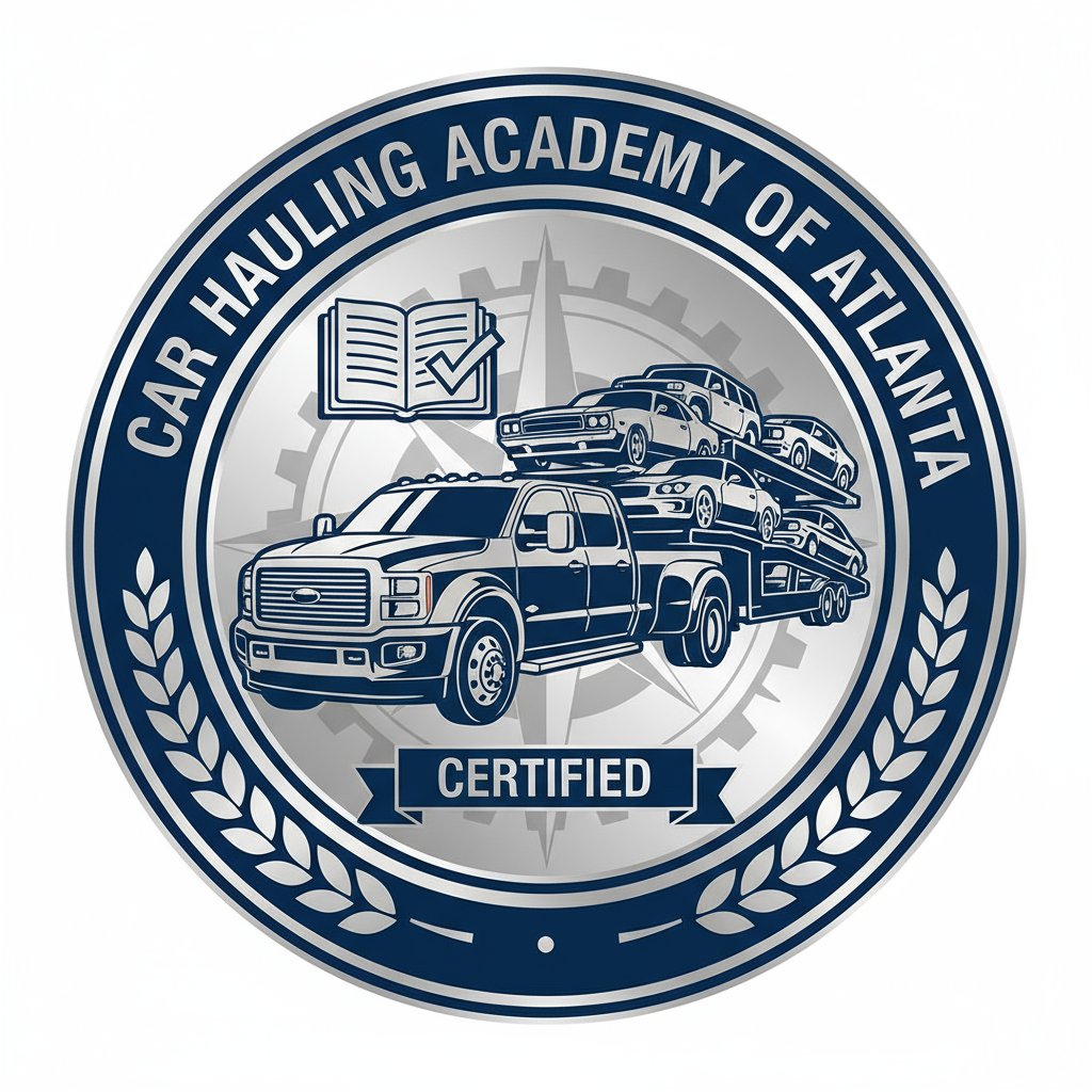 Car Hauling Academy Logo with Book Concept 2
